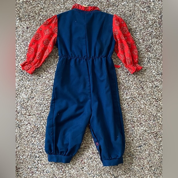80’s Kountry Kids WANTED Western Pearl Snap Overalls Romper Jumper Infant M 22”L - Picture 3 of 7